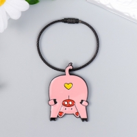 Брелок металл на тросе "Поросёнок, сердечко на попе" эмаль 5,1х3,5 см Брелок металл на тросе "Поросёнок, сердечко на попе" эмаль 5,1х3,5 см