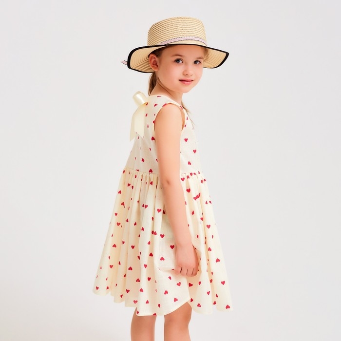 Платье для девочки MINAKU: Cotton Collection цвет бежевый, рост 98