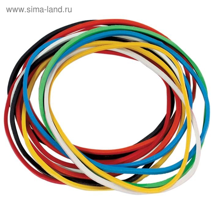 Банковская резинка, 100 г, BRAUBERG, диаметр 60 мм, 180 шт., &plusmn; 5%, натуральный каучук, микс, в пакете