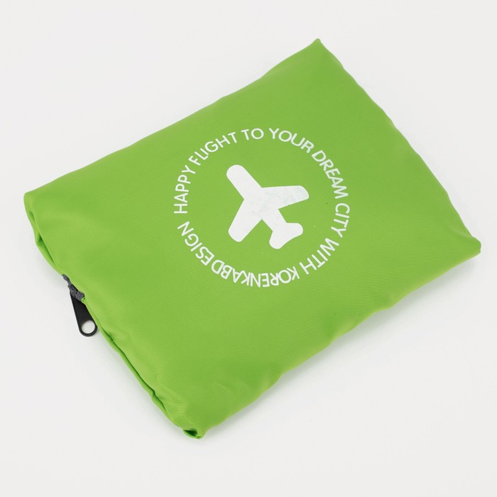 Сумка дорожная на молнии, складная в косметичку, наружный карман, держатель для чемодана, цвет серый/зелёный Сумка дорожная на молнии, складная в косметичку, наружный карман, держатель для чемодана, цвет серый/зелёный