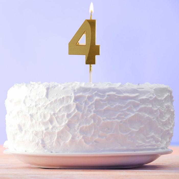 Свеча для торта, цифра &laquo;4&raquo;, 11,5 х 2,3 см
