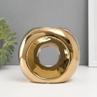 Подсвечник керамика на 1 свечу "Кольцо" d=6 см золото 16х8х14 см