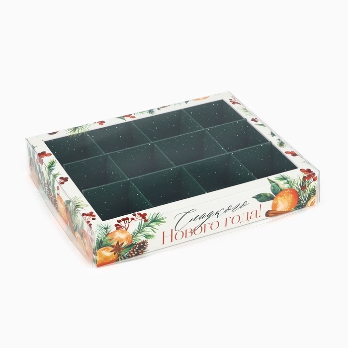 Коробка под 12 конфет с ячейками «Сладкого Нового года!», 14.5 х 18.5 х 3 см Коробка под 12 конфет с ячейками «Сладкого Нового года!», 14.5 х 18.5 х 3 см