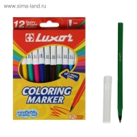 Фломастеры 12 цветов Luxor Coloring, смываемые, картон, европодвес Фломастеры 12 цветов Luxor Coloring, смываемые, картон, европодвес