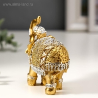 Сувенир полистоун "Золотой слон в зеркальной попоне" 8,5х9,2х3,7 см МИКС