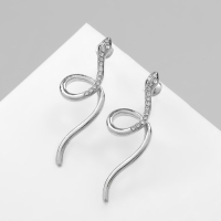 Новый год! Символ года 2025! Серьги со стразами «Змейка» спираль мини, цвет белый в серебре Новый год! Символ года 2025! Серьги со стразами «Змейка» спираль мини, цвет белый в серебре