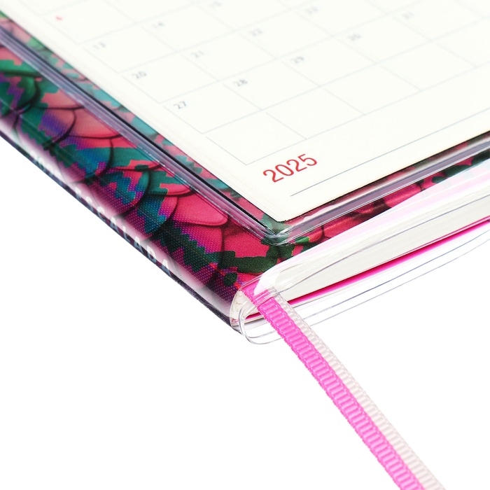 Еженедельник датир 2025г 180х127мм мягк обл ПВХ 64л ESCALADA ЗМЕЯ МАЛИНОВАЯ, кр бл 70 г/м&sup2;