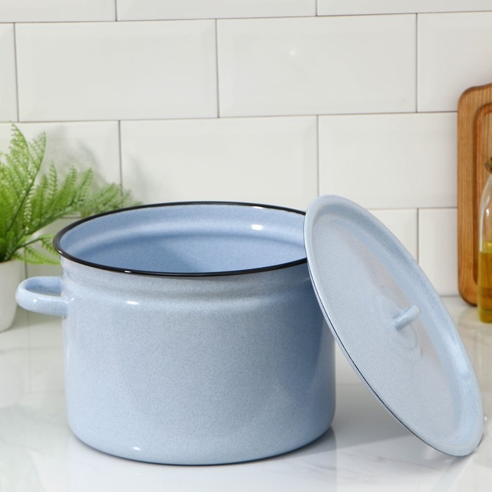 Кастрюля эмалированная, 7 л, без деколи, цвет МИКС