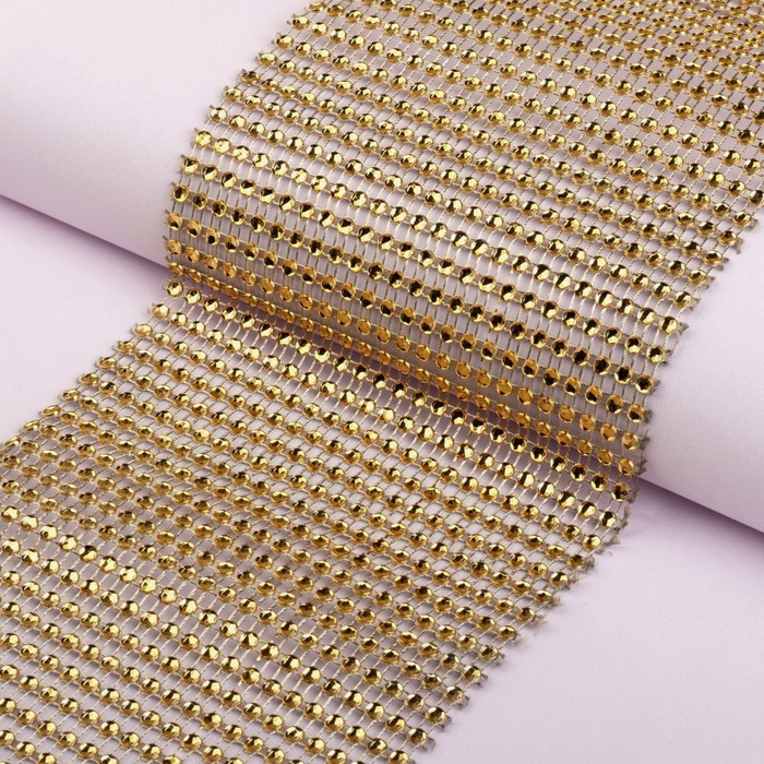 Лента с имитацией страз, 12 см, 9 ± 1 м, цвет золотой Лента с имитацией страз, 12 см, 9 ± 1 м, цвет золотой