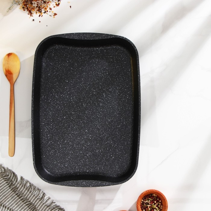 Противень, 36,5&times;26&times;5,5 см, антипригарное покрытие, цвет тёмный мрамор
