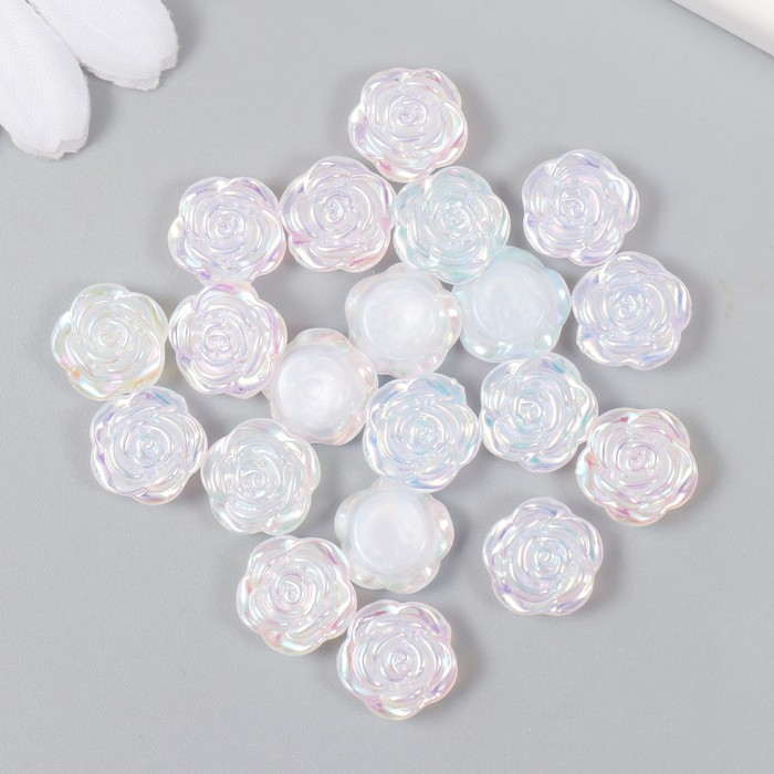 Декор для творчества пластик "Розочки" перламутровый набор 20 шт 0,5х1,2х1,2 см