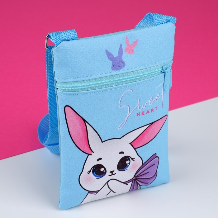 Подарочный набор для девочки &laquo;Белый зайчик&raquo;, сумка, резинки для волос, цвет голубой