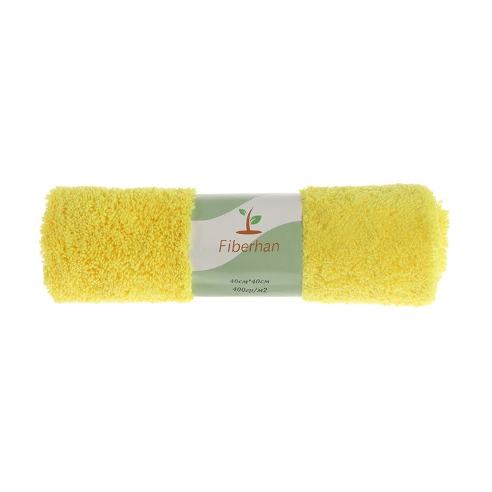 Салфетка из мягкой микрофибры пушистая, полирующая, 40 х 40 см, 400 г/м2, желтая