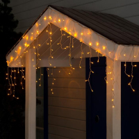 Гирлянда &laquo;Бахрома&raquo; 3 &times; 0.6 м, IP44, УМС, прозрачная нить, 160 LED, свечение жёлтое, 220 В