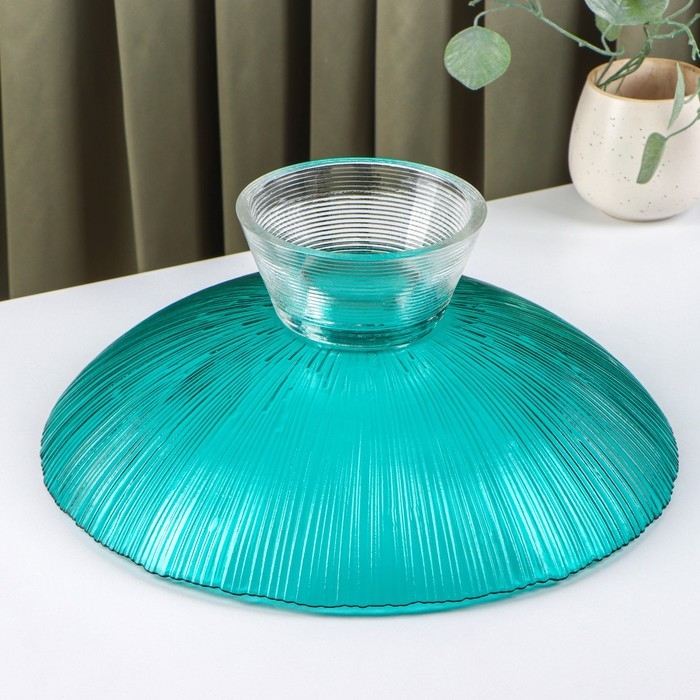 Ваза из стекла для фруктов &laquo;Фейерверк&raquo;, 3,7 л, 33&times;13,5 см, цвет изумрудный