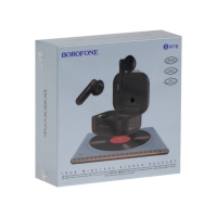 Наушники беспроводные Borofone BW16, вкладыши, TWS, микрофон, BT5.3, 30/250 мАч, чёрные