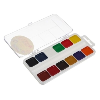 Акварель 12 цветов "Каляка-Маляка", медовая, без кисти, пластик