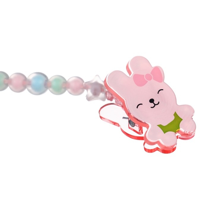 Соска - пустышка силиконовая ортодонтическая, от 12 мес., с колпачком + держатель &laquo;Зайка&raquo;, цвет розовый