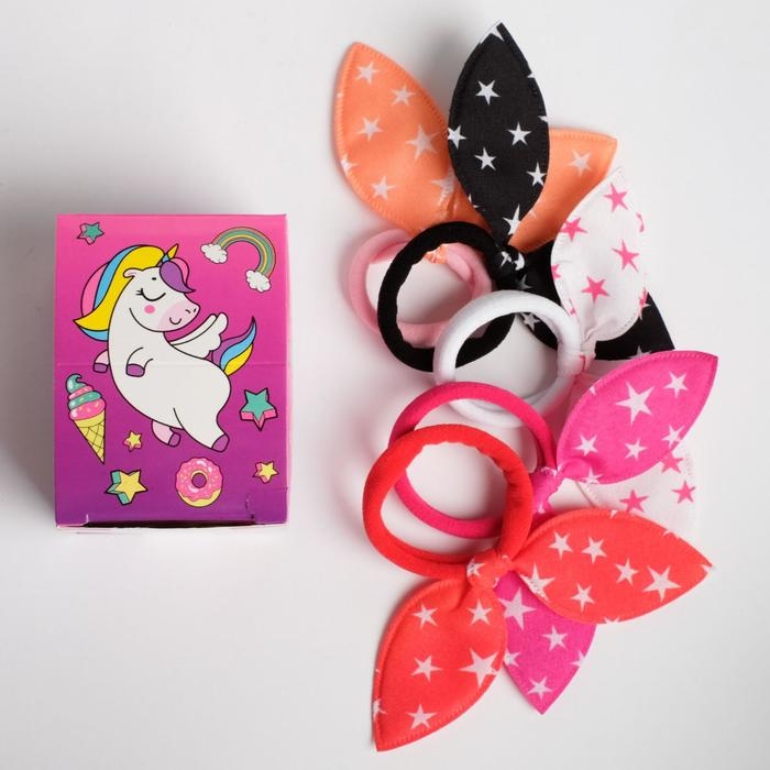 Резинки для волос , набор &laquo;Ушки&raquo;, единорог, 10 шт.