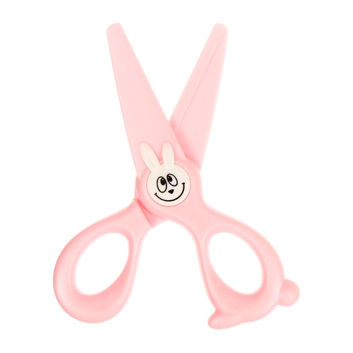 Ножницы 11,8см пластиковые ручки, закругленные концы лезвий, Зайчик розовый CALLIGRATA