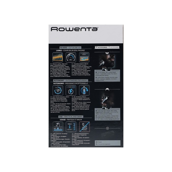Триммер для волос Rowenta TN9110F4, для головы/бороды, АКБ, чёрный Триммер для волос Rowenta TN9110F4, для головы/бороды, АКБ, чёрный