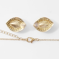 Гарнитур 2 предмета: серьги, кулон &laquo;Эдель&raquo; трио миндаль, цвет сине-белый в золоте, 50 см