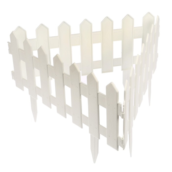 Ограждение декоративное, 30 &times; 196 см, 4 секции, пластик, белое, &laquo;Палисадник&raquo;
