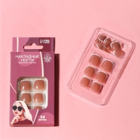 Накладные ногти для ног &laquo;Идеальный педикюр. Классический френч&raquo;, 24 шт, клеевые пластины, цвет бежевый/белый