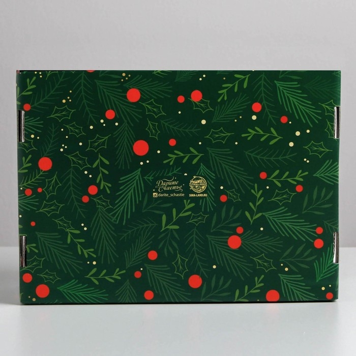 Коробка подарочная новогодняя складная &laquo;С новым годом&raquo;, 30,7 х 22 х 9,5 см, Новый год