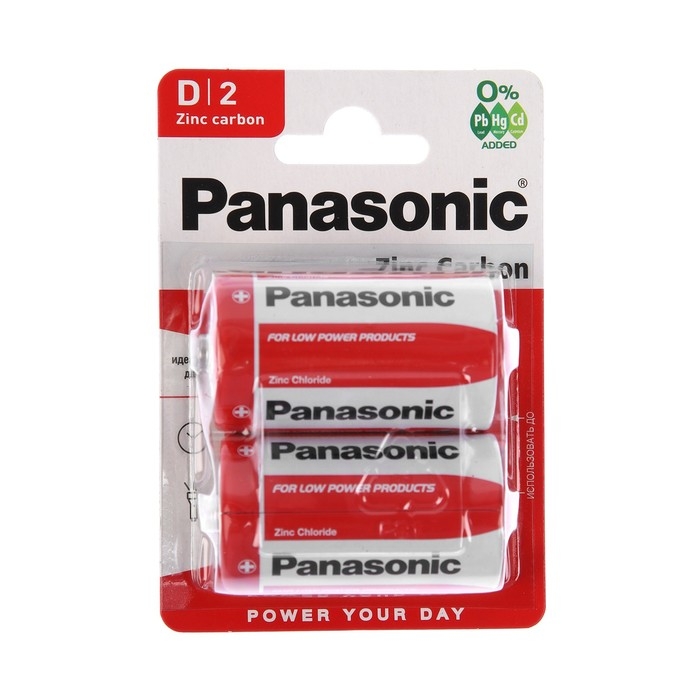 Батарейка солевая Panasonic Zinc Carbon, D, R20-2BL, 1.5В, блистер, 2 шт. Батарейка солевая Panasonic Zinc Carbon, D, R20-2BL, 1.5В, блистер, 2 шт.