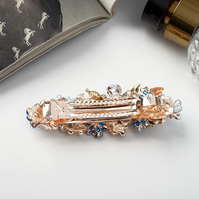 Заколка-автомат для волос "Вальс цветов" жемчуг, 9 см