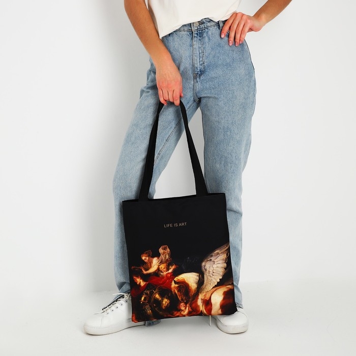 Сумка шопер Life is Art, 35х0.5х40 см, отд без молнии, без подклада, чёрная Сумка шопер Life is Art, 35х0.5х40 см, отд без молнии, без подклада, чёрная