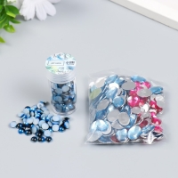 Декор "Полубусины и стразы. Градиент синий" d=6 мм 10г 200 шт 5х2,5 см МИКС