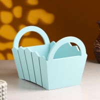 Кашпо деревянное 25&times;16&times;17 см "Мария", ручки боковые, МДФ, Серо-голубой