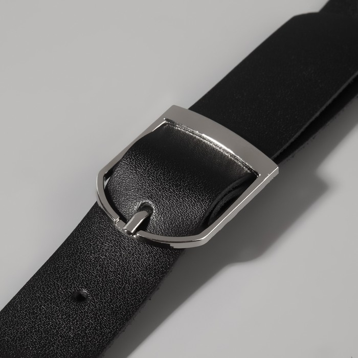 Ручка для сумки из натуральной кожи, регулируемая, с карабинами, 125 &plusmn; 2 см &times; 2,5 см, цвет чёрный/серебряный