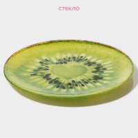 Набор тарелок стеклянных Доляна &laquo;Романтичный киви&raquo;, 19 предметов: 6 десертных тарелок, 6 обеденных тарелок, 6 мисок, салатник