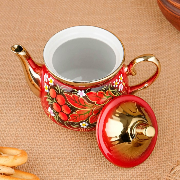 Набор &laquo;Рябина&raquo;, 3 предмета, самовар 3 л, заварочный чайник 0,7 л, поднос