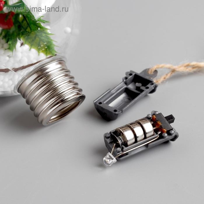 Ёлочный шар &laquo;Еловая ветка&raquo;, батарейки, 1 LED, свечение тёплое белое