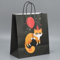 Пакет подарочный крафтовый, упаковка, &laquo;Киса&raquo;, 28 х 32 х 15 см