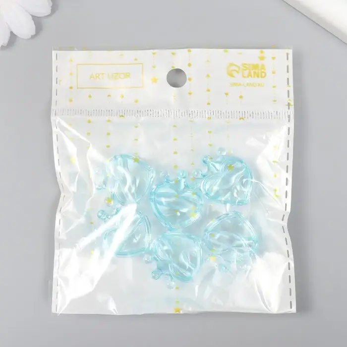 Бусина для рукоделия и плетения &laquo;Арт Узор. Сердечко с короной голубое&raquo;, пластик, 2.1&times;1.4&times;2.5 см