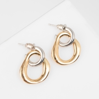 Серьги металл &laquo;Цепь&raquo; полукруг, звено, цвет серебро с золотом