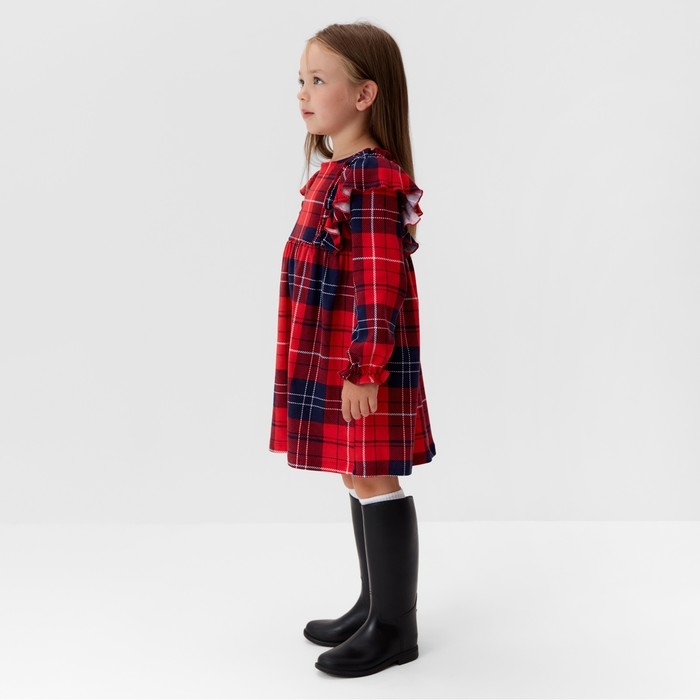 Платье детское с рюшами KAFTAN Платье детское с рюшами KAFTAN "Клетка" размер 32 (110-116 см)