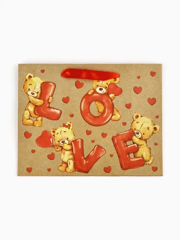 Пакет подарочный крафтовый &laquo;Любовь&raquo;, MS 18 х 10 х 23 см