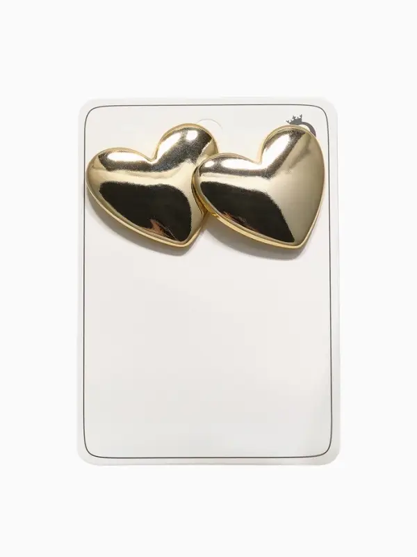Серьги пластик "Сердце", цвет золото