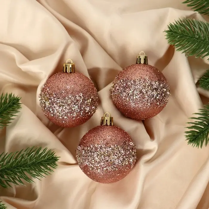 Ёлочные игрушки &laquo;Джейн&raquo;, шары новогодние, d=6 см, набор 3 шт.