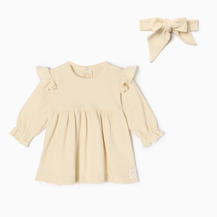 Платье и повязка Крошка, Я BASIC LINE, рост 68-74 см, бежевый Платье и повязка Крошка, Я BASIC LINE, рост 68-74 см, бежевый