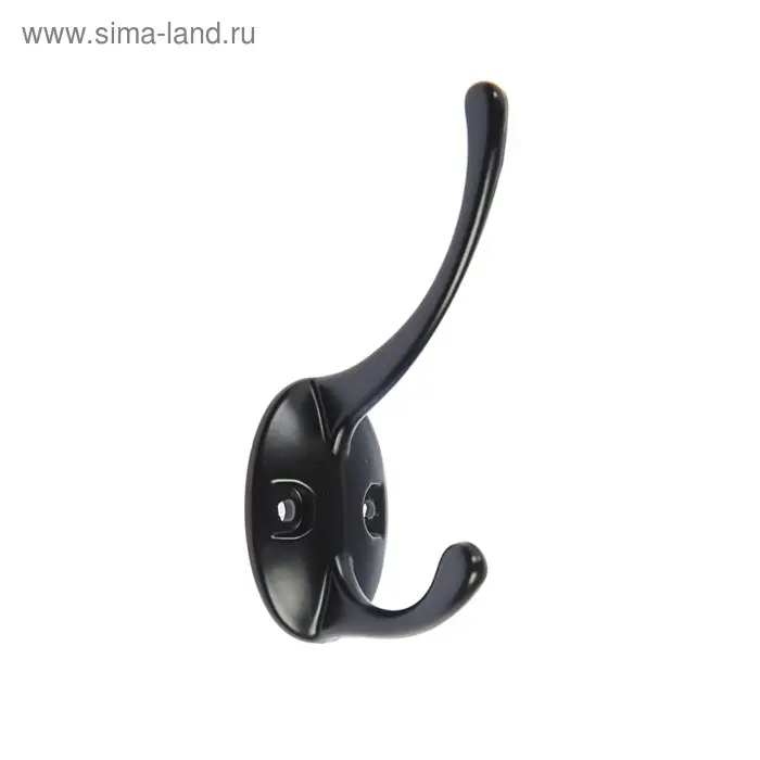 Крючок мебельный ТУНДРА TKd=002 LIGHT, двухрожковый, черный