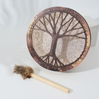 Шаманский бубен "Мехенди. Лотос и бабочка" с колотушкой 5х25х25 см Шаманский бубен "Мехенди. Лотос и бабочка" с колотушкой 5х25х25 см