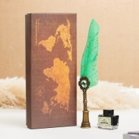 Набор подарочный 3в1 "Артефакт": перьевая ручка на подставке, чернила, наконечники, зеленый Набор подарочный 3в1 "Артефакт": перьевая ручка на подставке, чернила, наконечники, зеленый