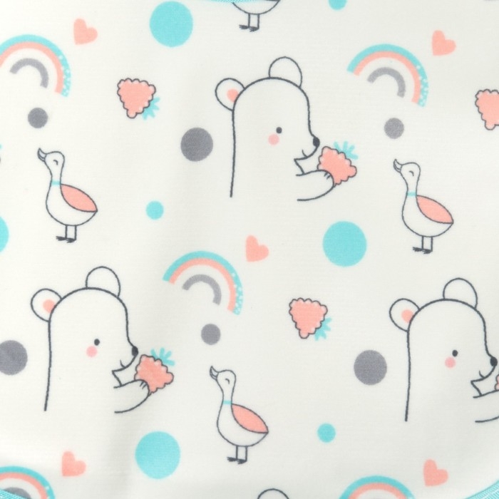 Набор детских слюнявчиков Крошка Я, 4 шт. + подарок, 29х20 см., цвет бирюзовый, серый